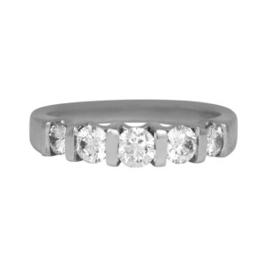 white gold 5-stone band set with diamonds