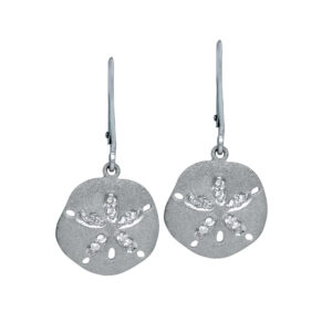 sandblasted sterling silver sand dollar drop earrings