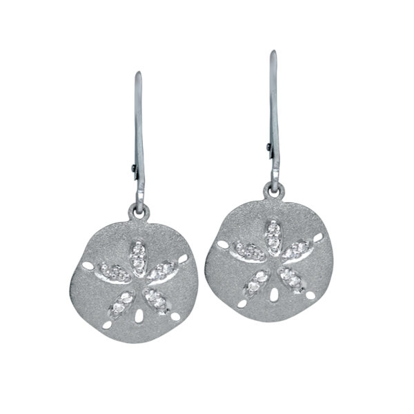 sandblasted sterling silver sand dollar drop earrings