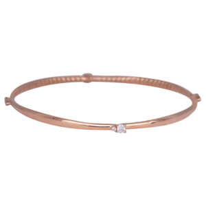 thin rose gold bangle bracelet set with round brilliant diamonds