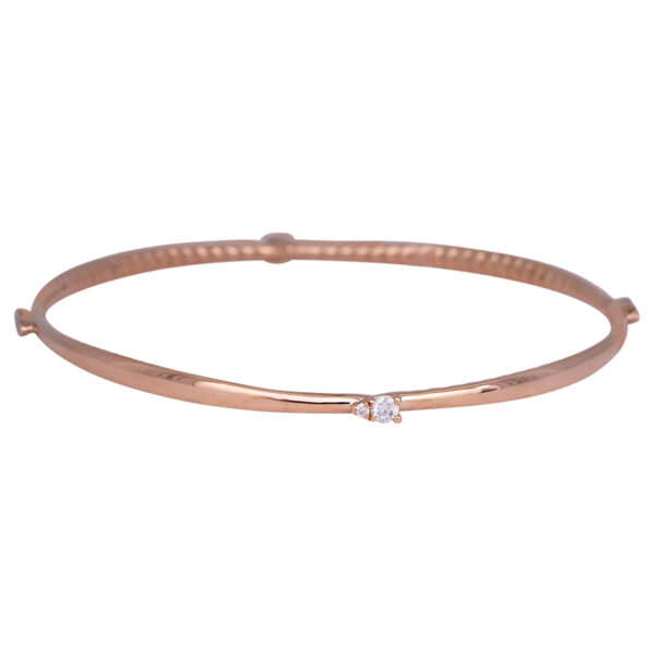 thin rose gold bangle bracelet set with round brilliant diamonds
