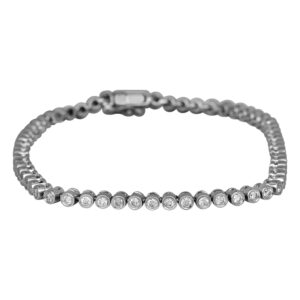 white gold tennis bracelet set with diamonds