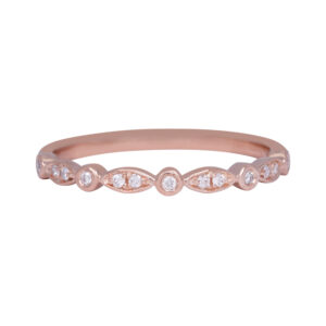 Rose gold anniversary band set with round brilliant diamonds in alternating round and marquise settings