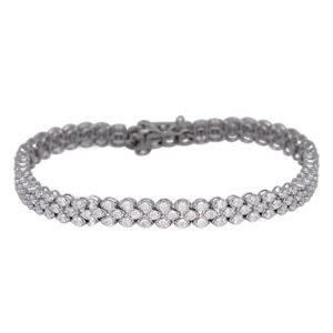 white gold 3-row tennis bracelet set with round brilliant diamonds