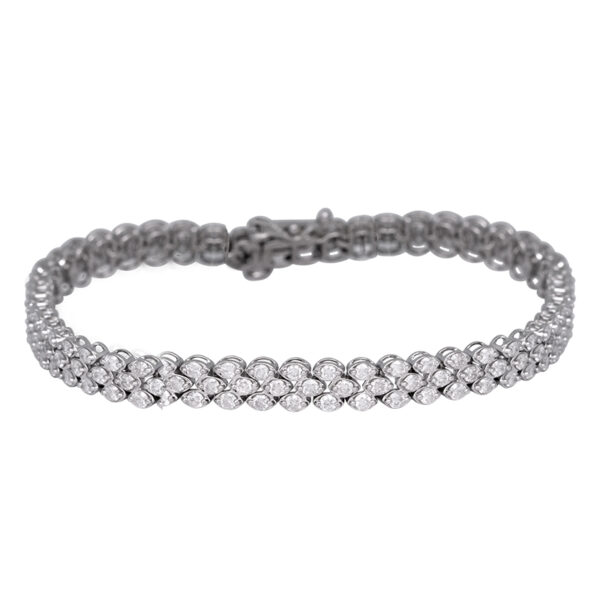 white gold 3-row tennis bracelet set with round brilliant diamonds