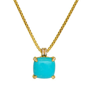 Vintage David Yurman Turquoise & 0.15 Carats Diamond Chatelaine Pendant