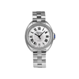 stainless steel cartier Cle de Cartier watch with a silver dial