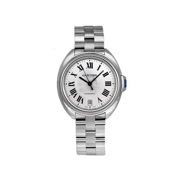 stainless steel cartier Cle de Cartier watch with a silver dial