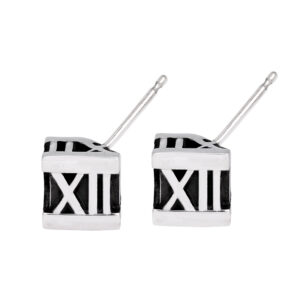 Tiffany Atlas cube sterling silver earrings, oxidized
