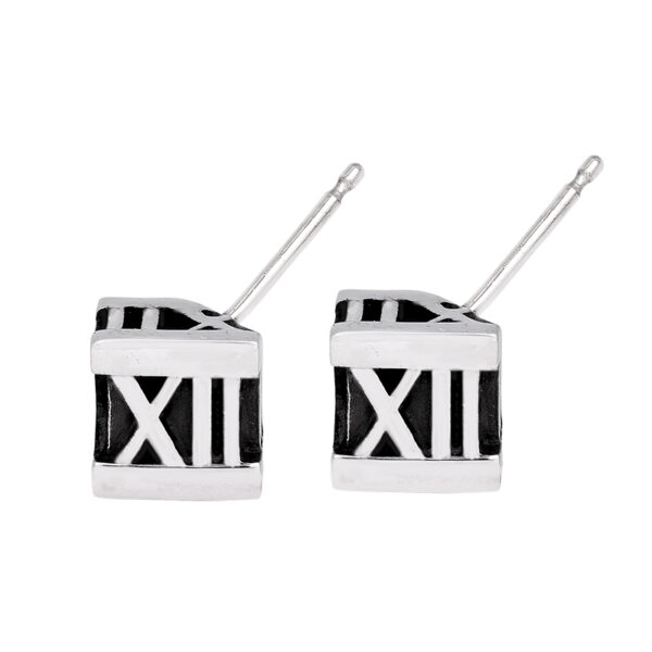 Tiffany Atlas cube sterling silver earrings, oxidized
