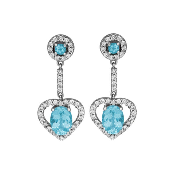 Paraiba tourmaline & heart diamond halo drop earrings