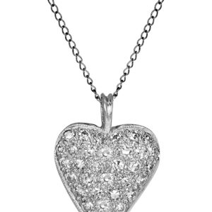 white gold heart pendant set with round brilliant diamond pave