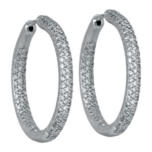 white gold inside out hoop earrings set with pave diamonds
