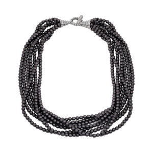 7-strand hematite bead necklace with a sterling silver clasp