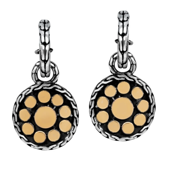john hardy silver round drop earrings with gold dots