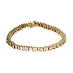 yellow gold tennis bracelet set with diamonds