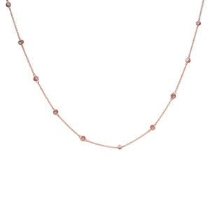 yellow gold station necklace set with diamonds on a 36" chain