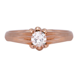 22k yellow gold solitaire ring set with a 0.25 carat round diamond