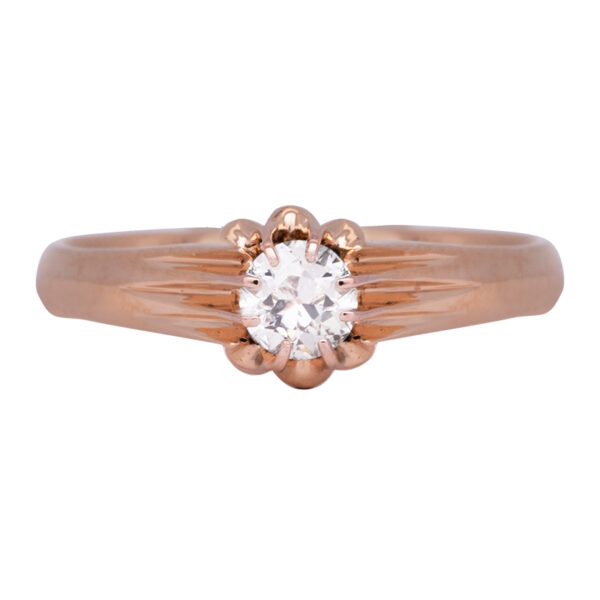 22k yellow gold solitaire ring set with a 0.25 carat round diamond