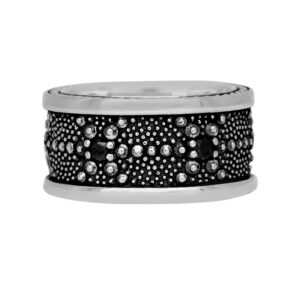 sterling silver david yurman eternity ring set with black diamonds and sea urchin motif