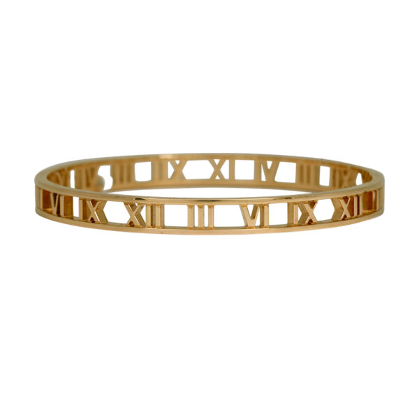 yellow gold Tiffany atlas bracelet with roman numerals