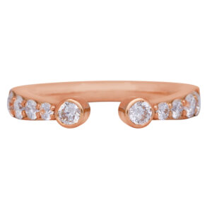 rose gold open band set with round brilliant diamonds