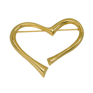 vintage yellow gold open heart brooch