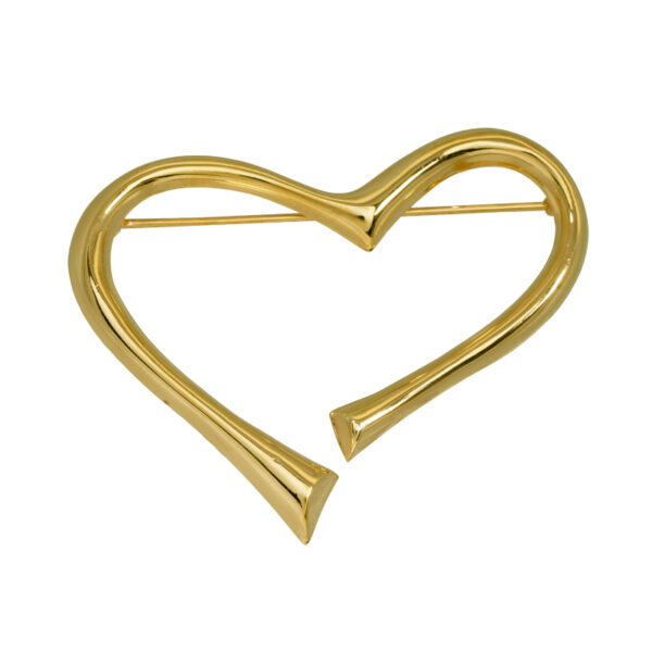 vintage yellow gold open heart brooch
