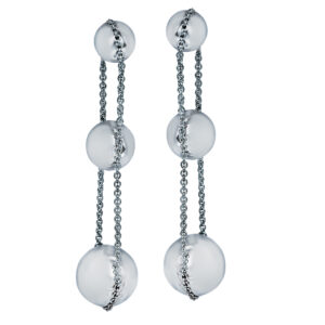 sterling silver sphere triple drop earrings