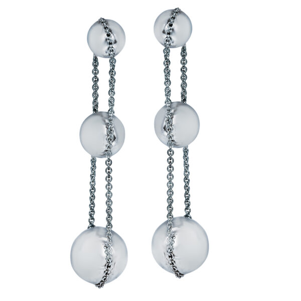 sterling silver sphere triple drop earrings