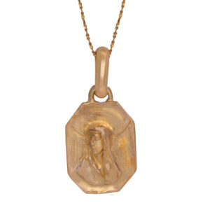 yellow gold Virgin Mary medallion pendant
