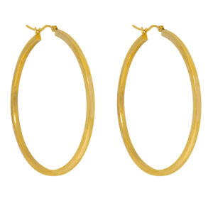 yellow gold square tube hoop earrings