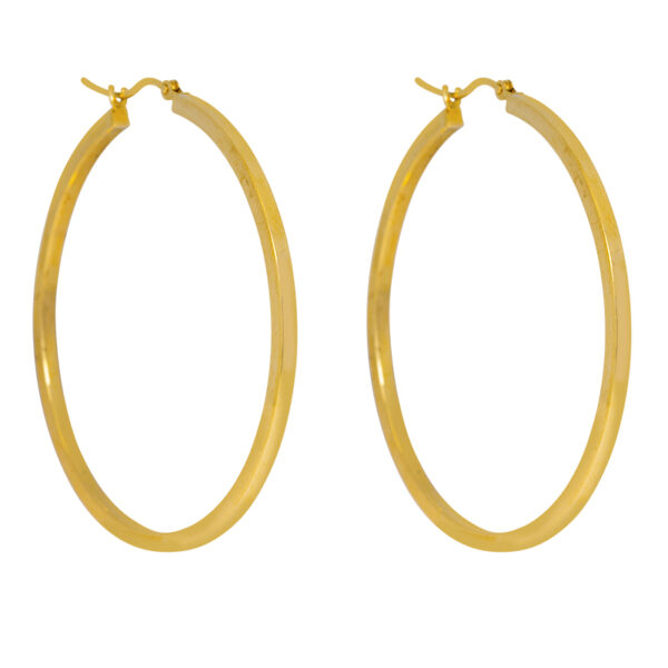 yellow gold square tube hoop earrings