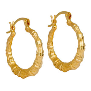 yellow gold bamboo hoop earrings