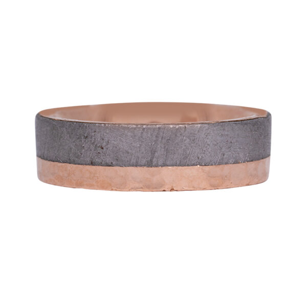 rose gold and meteorite men's band