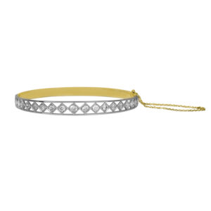 antique yellow gold and platinum bangle set with old mine diamonds