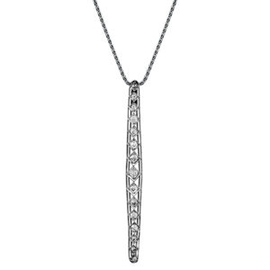 white gold stick pendant set with old mine cut diamonds