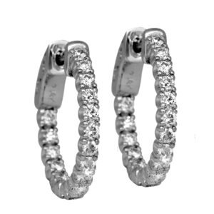 inside out hoop earrings in white gold with round diamonds