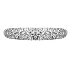 platinum ring pave set with round brilliant diamonds