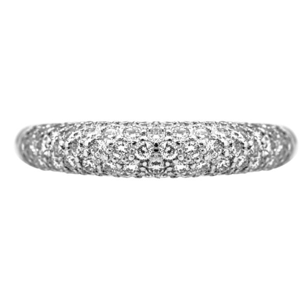 platinum ring pave set with round brilliant diamonds