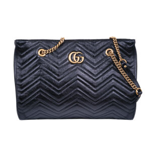 black leather gucci marmont zipper tote handbag