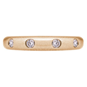 yellow gold band with flush set round brilliant diamonds