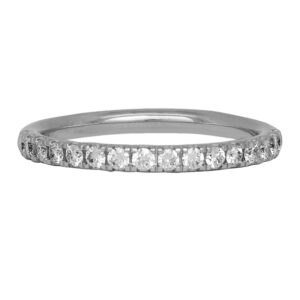 white gold wedding band with round diamonds