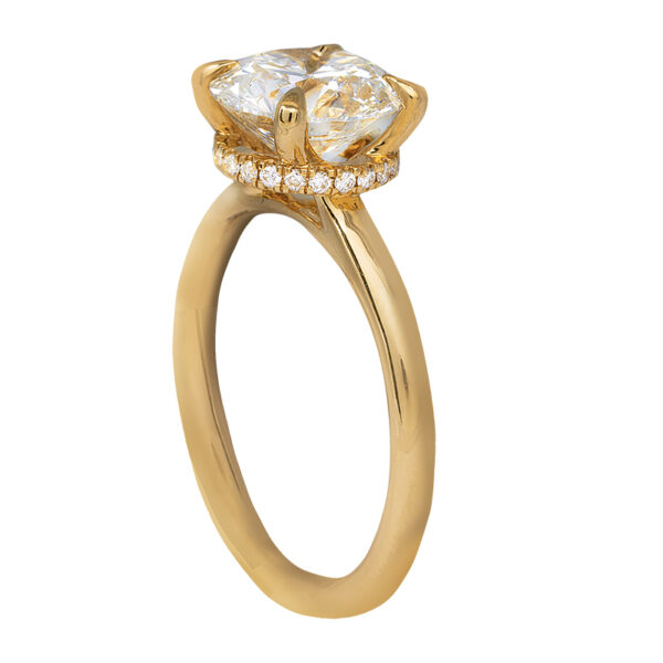 side profile of diamond under-halo