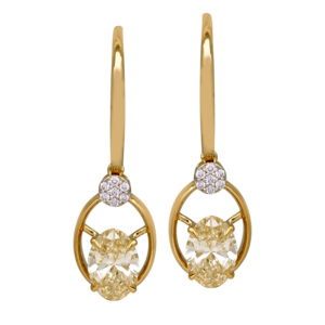 yellow gold cluster drop earrings