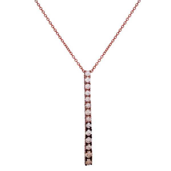 light brown to dark brown graduated vertical pendant set in rose gold