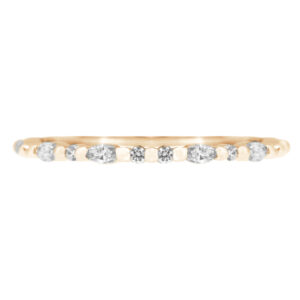 yellow gold band set with alternating round and marquise diamonds