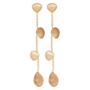 yellow gold dangle earrings with pear shaped citrine