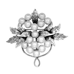 sterling silver brooch/pendant set with akoya pearl clusters