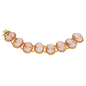 yellow gold cameo link bracelet